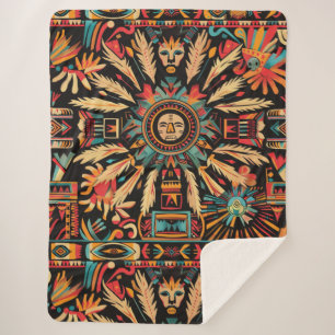 Manta Sherpa Acogedor "sueño azteca" Verde azulado