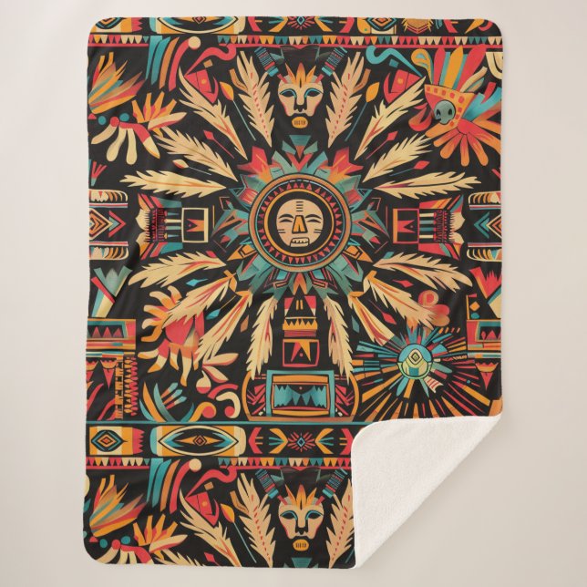 Manta Sherpa Acogedor "sueño azteca" Verde azulado (Anverso)