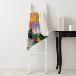 Manta Sherpa Acogedora con Pintura Floral Impasto 