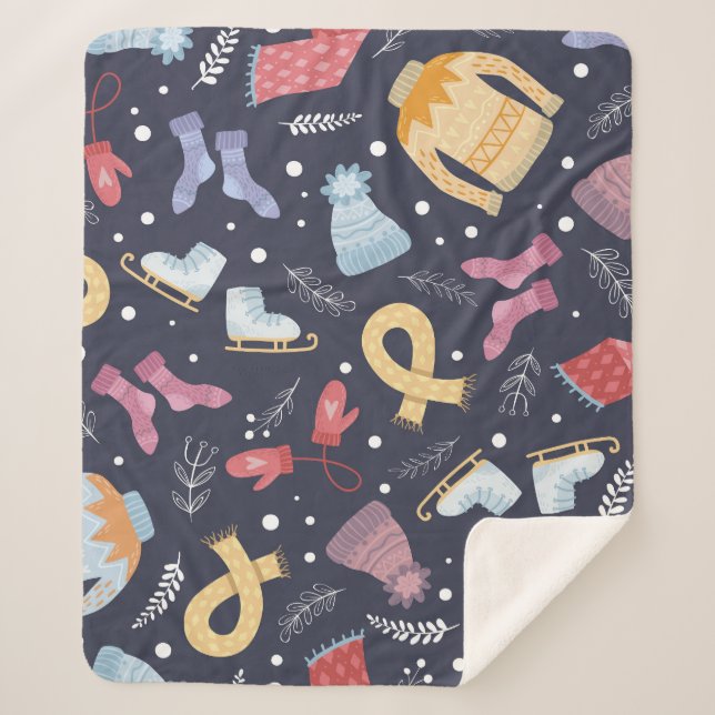 Manta Sherpa Acogedora cosecha de invierno de punto inmaculado (Anverso)