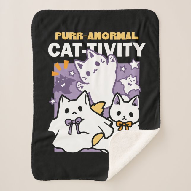 Manta Sherpa Actividad purranormal para gatos - Diseño de gatos (Anverso)