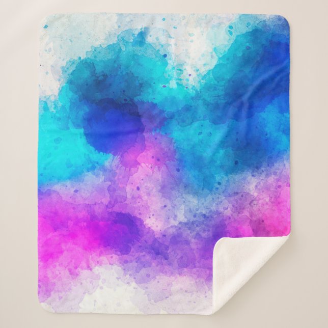 Manta Sherpa acuarela abstracta de arte de fondo (Anverso)