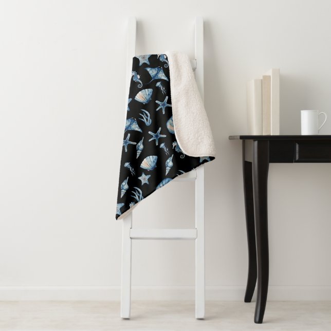 Manta Sherpa Acuarela bajo el patrón marino (In situ)