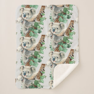 Manta Sherpa Acuarela Cute Koala Oso Vida Salvaje Arte Animal
