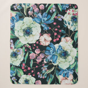 Manta Sherpa Acuarela de color vintado decorativa sin costura