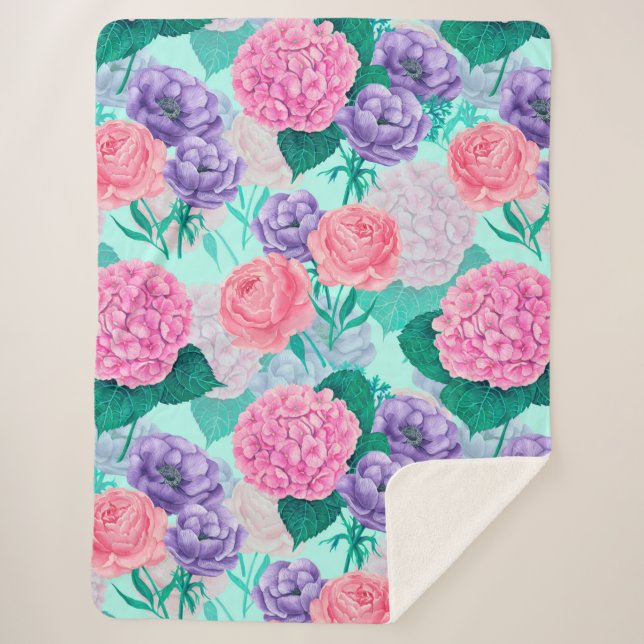 Manta Sherpa Acuarela de jardín de primavera 2 (Anverso)