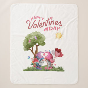 Manta Sherpa acuarela el día de San Valentín Gnome Pareja