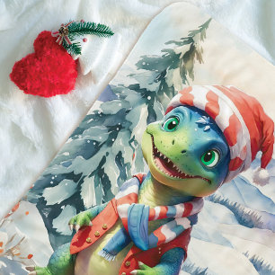 Manta Sherpa acuarela festiva de Dino Wonderland