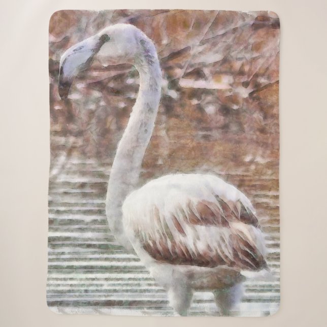 Manta Sherpa Acuarela Flamingo Exótico (Anverso)