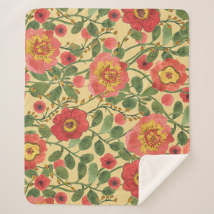 Manta Sherpa Acuarela floral retro: elegancia inmadura