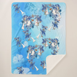 Manta Sherpa Acuarela Ilustrada Moon-flower