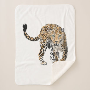 Manta Sherpa acuarela leopardo gato de la selva animal pintado