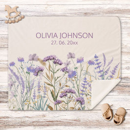 Manta Sherpa Acuarela Púrpura Flor silvestre