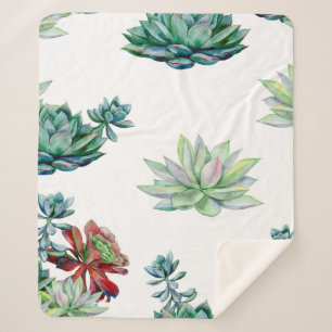 Manta Sherpa Acuarela suculenta el patrón sin fisuras, equeveri