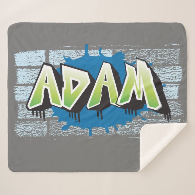 Manta Sherpa Adam Your Name Graffiti Brick Wall Stylize (Anverso (horizontal))