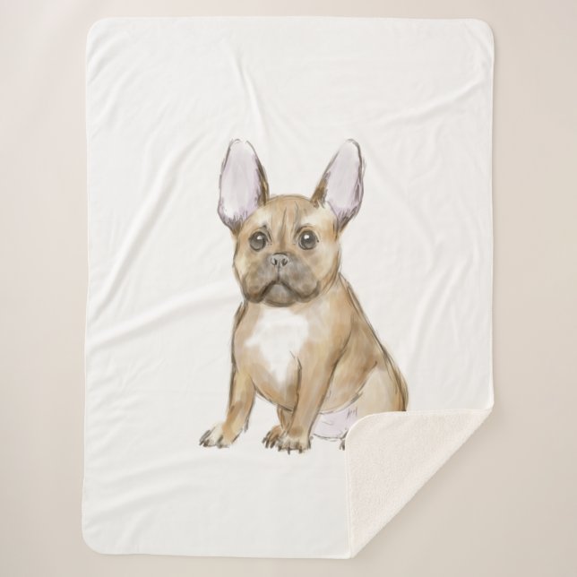 Manta Sherpa Adorable cachorro de bulldog francés (Anverso)