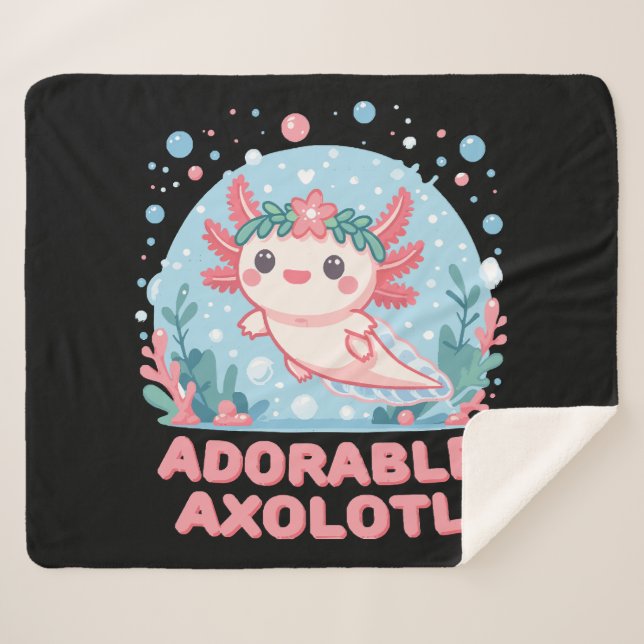Manta Sherpa Adorable Cursibilidad Acuática Axolotl (Anverso (horizontal))
