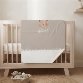 Manta Sherpa Adorable Customizable Baby Blanket with Bear