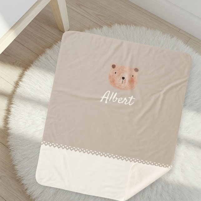 Manta Sherpa Adorable Customizable Baby Blanket with Bear  (Subido por el creador)