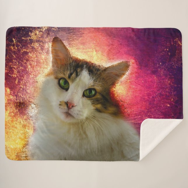 Manta Sherpa Adorable Cute Calico Cat (Anverso (horizontal))