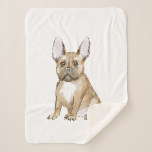 Manta Sherpa Adorable french bulldog puppy (Anverso)
