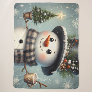 Manta Sherpa Adorable muñeco de nieve navideño/invernal caprich