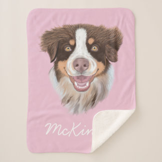 Manta Sherpa Adorable Tri australiano| Rosa| Personalizado
