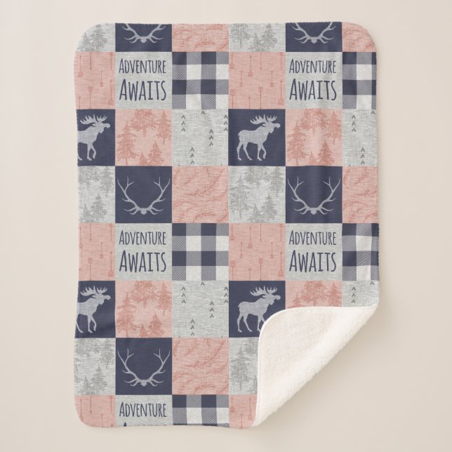 Manta Sherpa Adventure Awath Baby Girl Minky Blanket (Anverso)