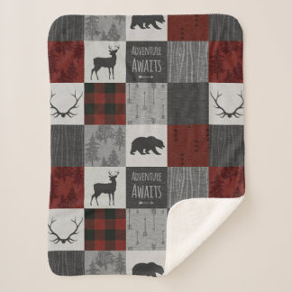 Manta Sherpa Adventure Awath Sherpa Blanket - Rojo/Gris