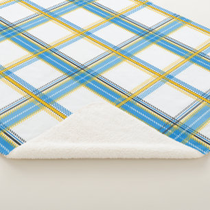 Manta Sherpa Aesthetic Sherpa de Cuadros Amarillo Azul Brillant
