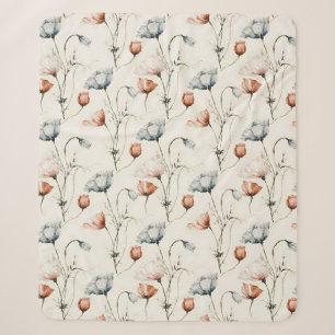 Manta Sherpa Aesthetic Watercolor Patriotic Wildflowers