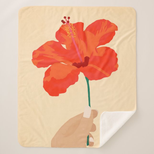 Manta Sherpa Afecto a Hibiscus (Anverso)