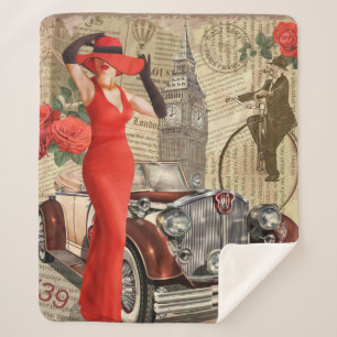 Manta Sherpa Afiche de la época Londres destrozado el fondo de