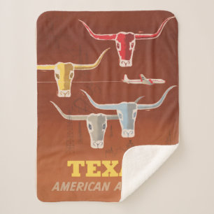 Manta Sherpa Afiche De Viaje De American Airlines A Texas