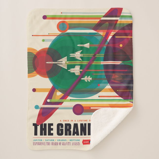 Manta Sherpa Afiche de viaje en el espacio retro - Grand Tour d (Anverso)