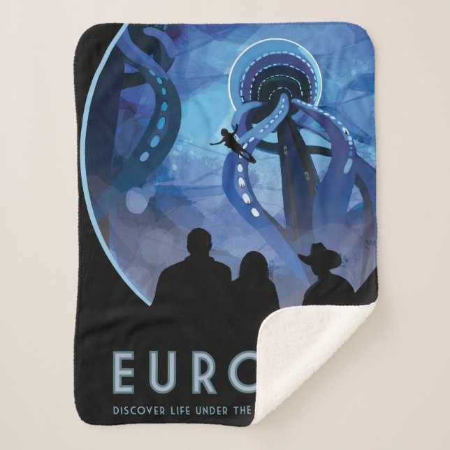 Manta Sherpa Afiche de viaje espacial retro - Europa de la luna (Anverso)