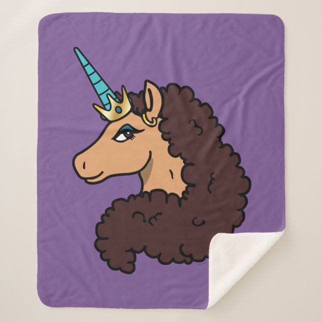 Manta Sherpa Afro Unicornio | Divino (Anverso)