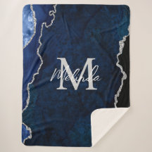 Agante de mármol azul y plateado de la marina