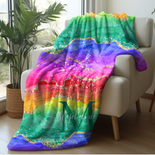 Manta Sherpa Agante de oro de Purpurina arcoiris colorido perso