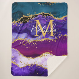 Manta Sherpa Agante Purpurina de imitación de pavo real púrpura