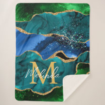 Agante Purpurina de la imitación azul y verde del 