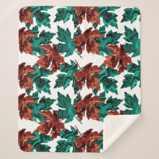 Manta Sherpa Agate Leaf Sherpa Blanket Spruce/Brown