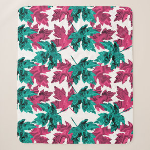 Manta Sherpa Agate Leaf Sherpa Blanket Turquesa/Rosa