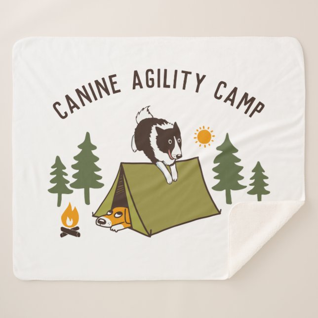 Manta Sherpa Agility Dog Cute Border Collie Camp Personalizado (Anverso (horizontal))