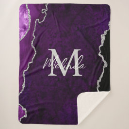 Manta Sherpa Agitación de mármol morado y plateado