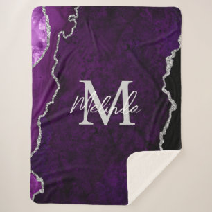 Manta Sherpa Agitación de mármol morado y plateado