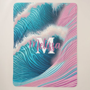 Manta Sherpa Agua de mar rosa Monograma