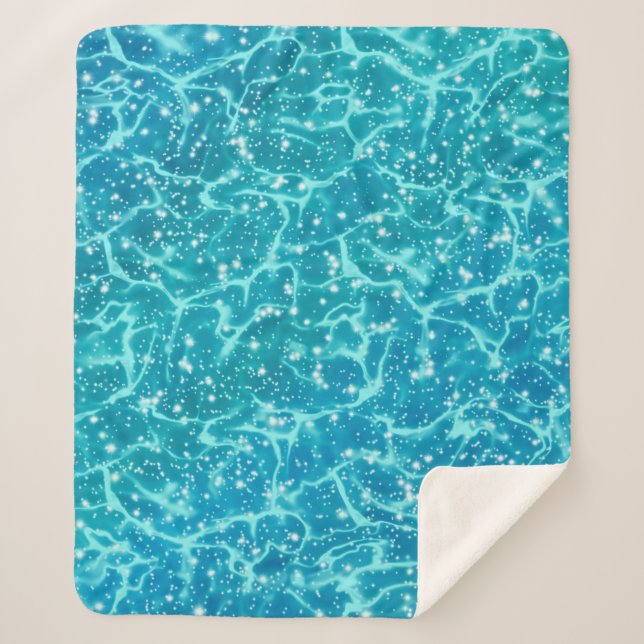 Manta Sherpa Agua del Mar Azul con espárragos (Anverso)