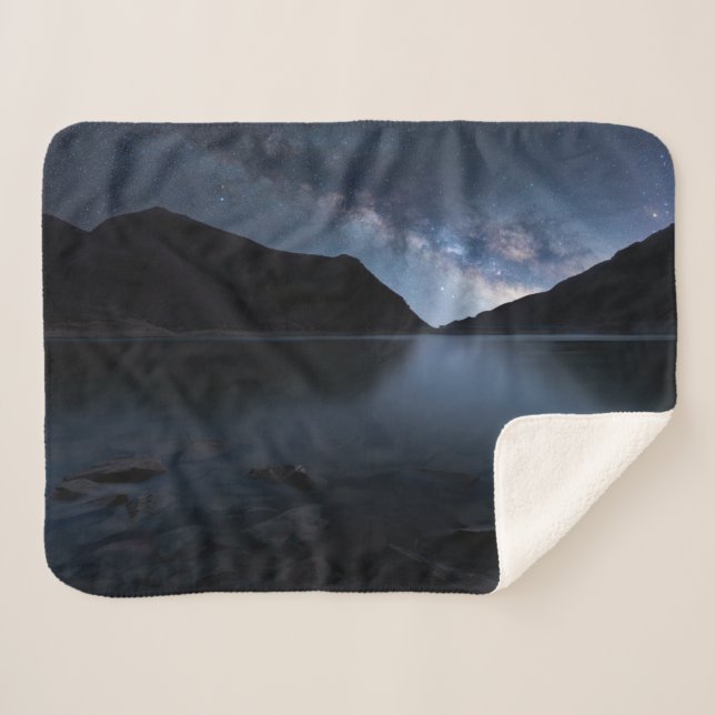 Manta Sherpa Agua | Lakeshore de noche (Anverso (horizontal))
