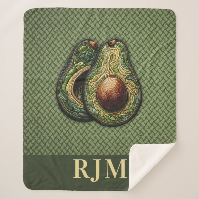 Manta Sherpa Aguacate Lover Faux Embroidery (Anverso)